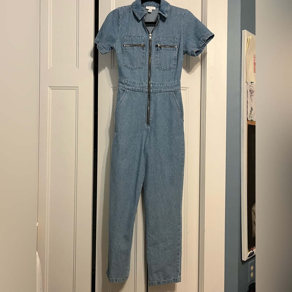 Topshop Light Blue Denim Jumpsuit